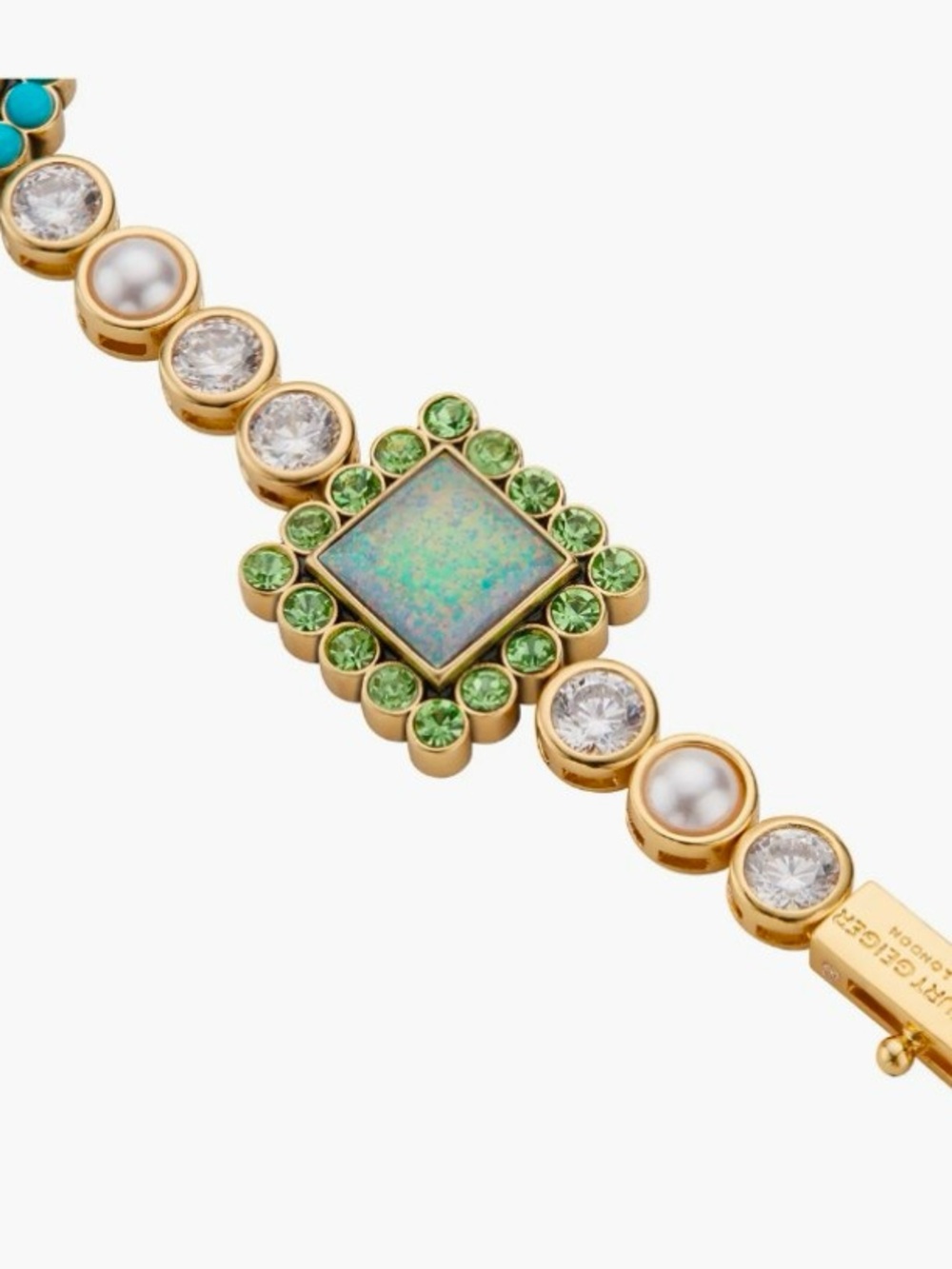 NWOT Kurt Geiger London Gold Crystal Pearl Charm Bracelet Regency Style - Picture 2 of 6